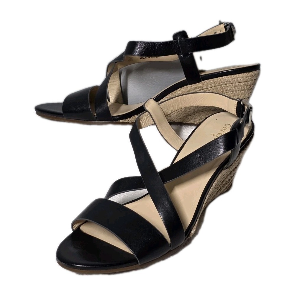 Cole Haan Black Taylor Wedge Sandals size 8 B